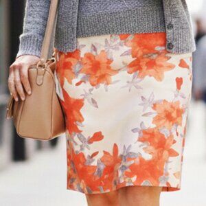 HALOGEN skirt orange 🍊 floral - 12P (see measurements)